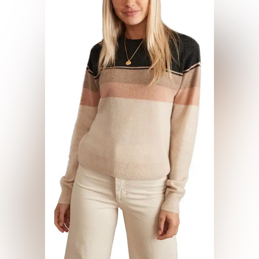 MARINE LAYER Harper Stripe Cashmere Crewneck, large